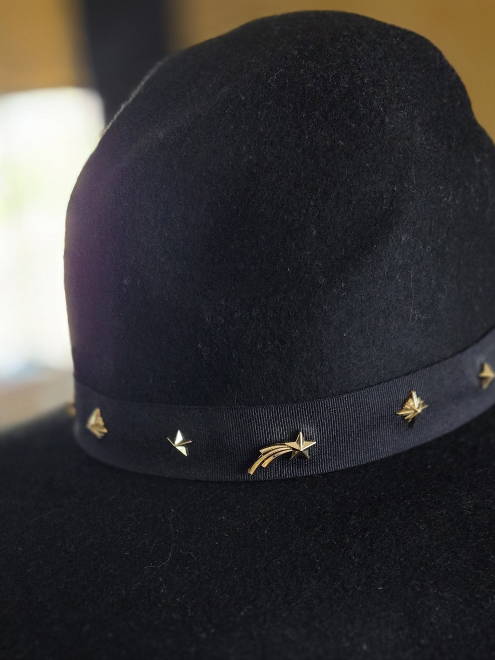Lucky Brand Black Wide-Brim Felt Hat